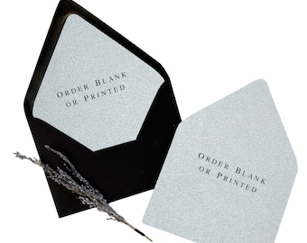 Metallic Silver Wedding Envelope Liners 4x6, 5x7 + More Sizes | 25 Blank Euro Flap Liner Paper | Printing Available | Envelopes Not Included