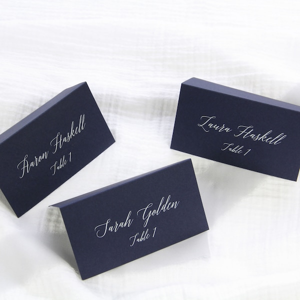 Wedding Place Cards | 40+ Colors | Blank or Printed with Guest Names, Tables | 25 Folding Seating Cards | Thick Paper, Easy Fold