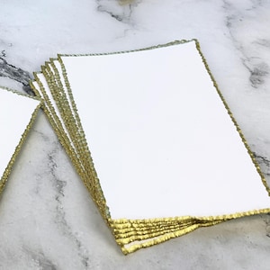 Gold Deckle Edge Invitation Cards |  A2 (4x5) & A7 (5x7) Sizes | White Cards Gold Foil Deckle Torn Edge | 25 Blank Cards/Pack