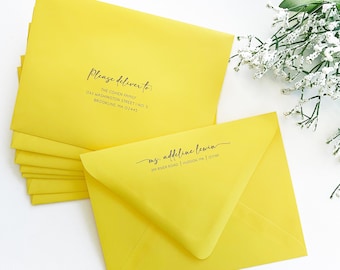 Canary Bright Yellow Envelopes for Wedding Invitations, Bar Bat Mitzvah, Shower, Party | 25 Blank Envelopes | Printing Available | 6 Sizes