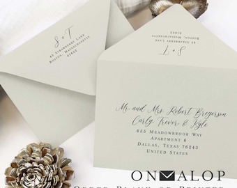 Light Moss Green Wedding Envelopes, Euro Flap | Blank or Printed with Addresses (25 Pack)