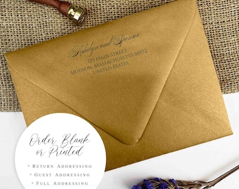 Antique Gold Metallic Shimmer Invitation Envelopes | 3x5, 5x7, 4x5 + More Sizes | 25 Envelopes, Blank or Custom Printed Metallic Envelopes