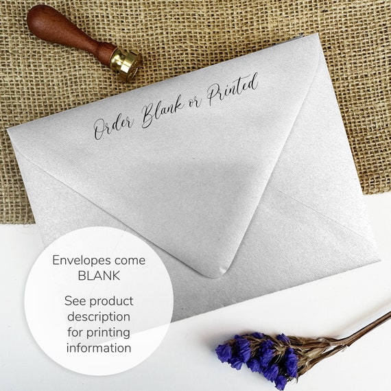 Silver Shimmer Metallic Envelopes for Wedding Invitations, Greeting, RSVP  Cards 25 Blank Envelopes, Addressing Available 