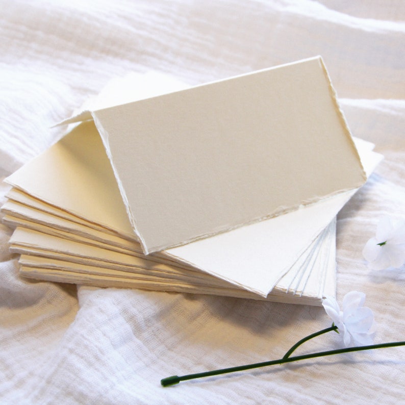 Cream deckle edge place card blank