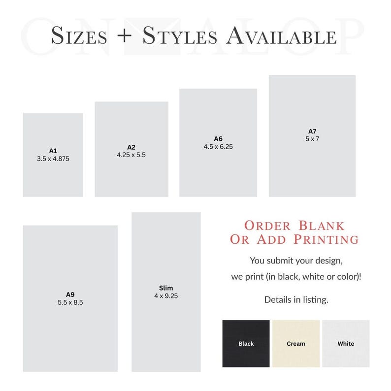 Linen Cards, Textured Cards with Linen Finish - Dimensions and Colors Available