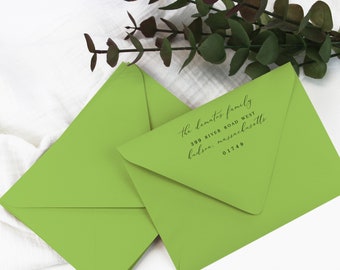 Bright Neon Leaf Green Envelopes for Mitzvah Invites, Greeting Cards | A1 3x5, A7 5x7 + More Sizes | 25 Blank Envelopes | Printing Available