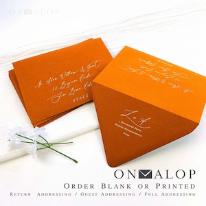 Orange Euro Flap Envelopes, Fall Wedding Invitations, 25 Blank or Printed