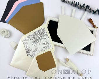 Shimmery Envelope Liner Paper for Euro Flap Envelopes | 25 Blank Inserts (Printing Available) | A6, A7, A9 + More