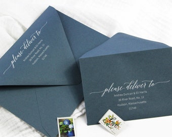 Dusty Blue Envelopes for Wedding Invitation, Greeting Card | 4x6, 5x7 A7 + More Sizes | 25 Euro Flap Envelopes | Address Printing Available