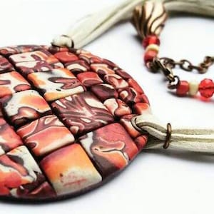 Polymer Clay pendant, Bohemian pendant,Colorful Jewelry,Polymer Clay jewelry,Boho Jewelry