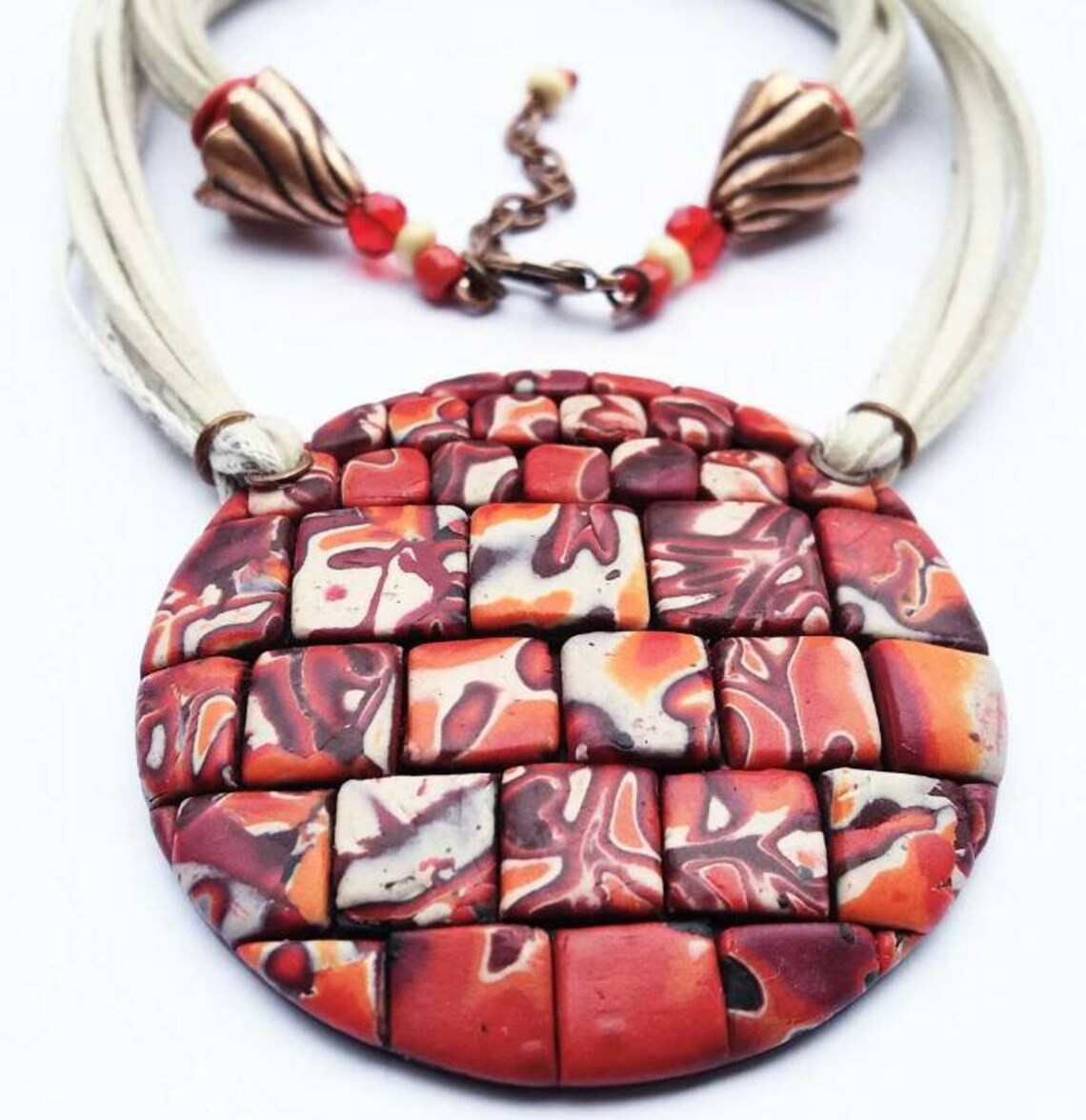 Polymer Clay Pendant, Bohemian Pendant,colorful Jewelry,polymer Clay