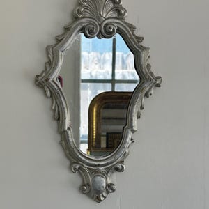 Vintage Italian Rococo-Style Mirror – Hand-Gilded Wood, 14x8&quot;, Made in Italy
