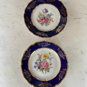 Vintage Cobalt Floral Plate – EPIAG Bohemia or Czechoslovakia – Sold Separately