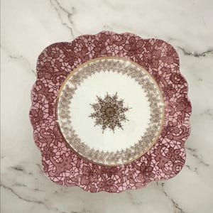 Antique 8.5" Carlsbad Austria Plate with Gold and Lace Motif