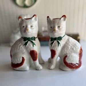 Antique Staffordshire Cat Figurines – 8&quot; Tall 19th Century Pair