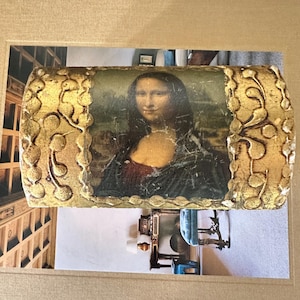 Vintage Italian Gilt Wooden Trinket Box with Mona Lisa