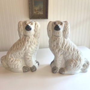 Antique 13” Staffordshire Style Mantel Dog Pair