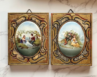 値下げ中　西洋アンティーク　壁飾り　壁画　立体 絵画　　レトロ　イタリア製 アンティーク調 壁掛け 壁飾り イタリア 立体絵画 オーバル