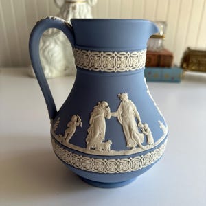 Vintage Wedgwood Blue Jasperware Pitcher – Made in England, 1973
