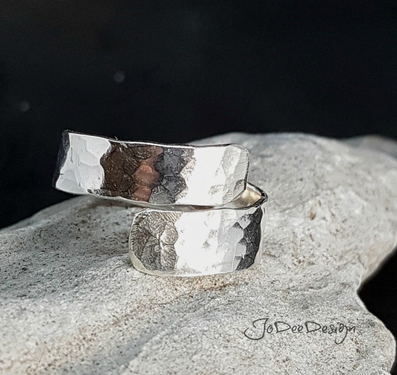 Hammered ring Textured ring Wrap ring Handmade Silver Ring Sterling Silver ring Adjustable ring Silver ring