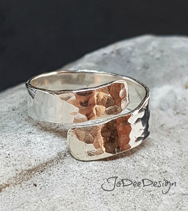 Hammered ring Textured ring Wrap ring Handmade Silver Ring Sterling Silver ring Adjustable ring Silver ring