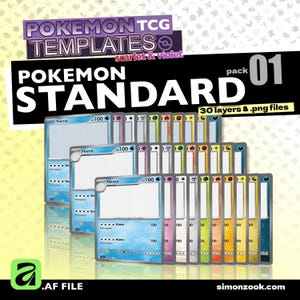 Pokemon Card Template Standard | 30 PNG + Editable Affinity File | All 10 Types & Evolution Stages | Custom TCG Card | Digital Download