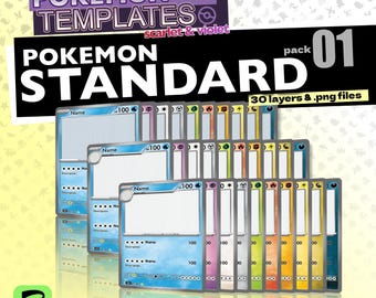 Modelo de Carta Pokémon Padrão | 30 PNGs + Arquivo Editável para Affinity | Todos os 10 Tipos e Estágios de Evolução | Carta Personalizada para TCG | Download Digital