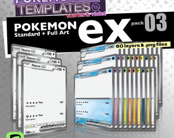 Modelo de carta Pokémon EX | Arte padrão e completa | 60 PNGs + 2 arquivos editáveis do Affinity | Criador de cartas TCG personalizadas | Download digital