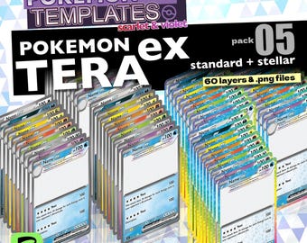 Modelo de carta Pokémon Tera ex | Padrão e Arco-Íris Estelar | 60 PNGs + 2 arquivos editáveis do Affinity | Carta TCG personalizada | Download digital