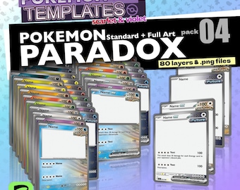 Modelo de Carta Pokémon Paradox | Antigo e Futuro ex | 80 PNGs + 4 Arquivos Editáveis do Affinity | Carta TCG Personalizada | Download Digital