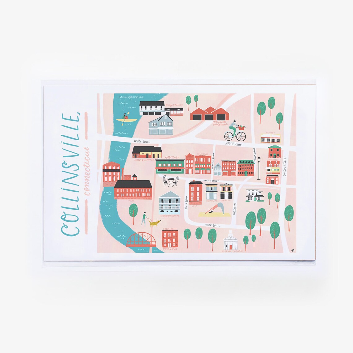 Collinsville CT // Map Illustration Etsy