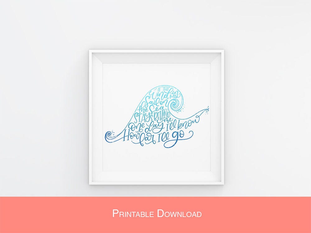 MOANA // How Far I'll Go // Lyrics // Instant Download // | Etsy
