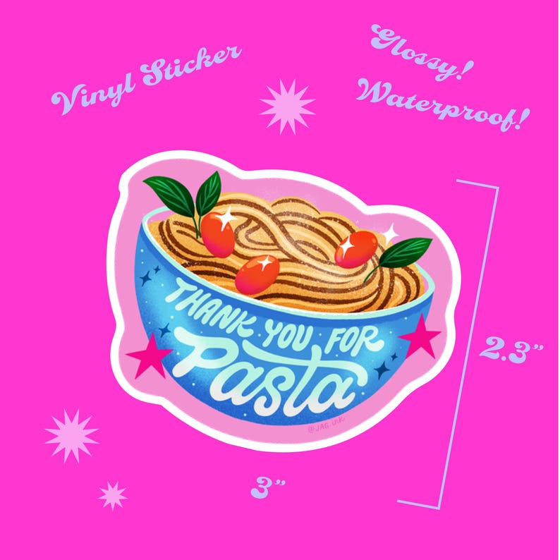 Hot Pasta Sticker Thank You for Pasta Sticker - Etsy