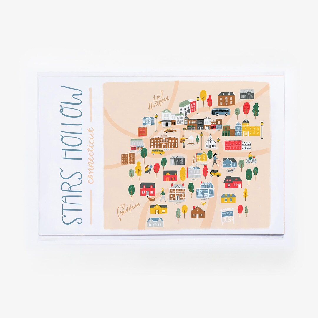 Stars Hollow, CT // Map Illustration Etsy