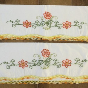 Pair Embroidered Pillow Cases free shipping