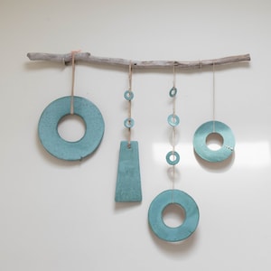 Wall Art Sculpture, Green Turquoise, Large Hanging Wall Decor, Ceramic Wall Hanging, Minimal Modern Contemporary Decor, Coastal Beach House