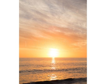 PHOTO PRINT - Beautiful Pastel Sunset on Ocean Beach - Fine Art, 8x10 or 16x20