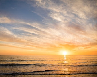 PHOTO PRINT - Beautiful Pastel Sunset on Ocean Beach - Fine Art, 8x10 or 16x20