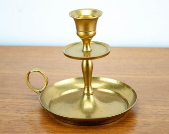 brass flor Candle Holder Mid Century brass Turned Candle Holders Vintage brass Candle Holders