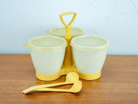 chap Zoom ind Smigre Vintage Tupperware Condiment Server Set White and Beige - Etsy Sweden