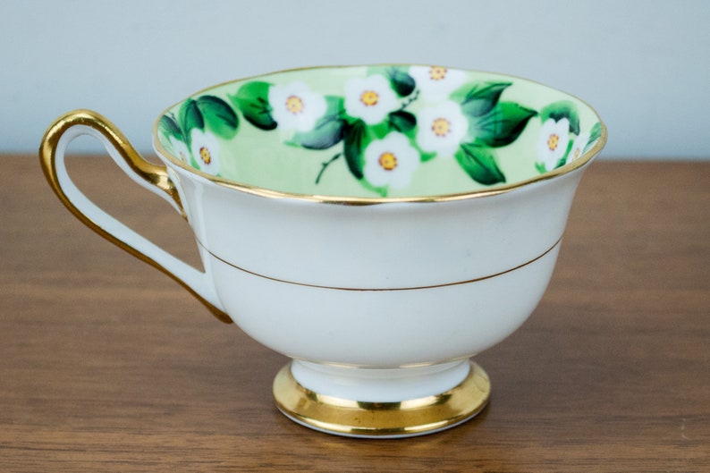 Paragon Mint And White Teacup and Saucer, Wedding Gift, Vintage English Bone China Tea Cup, ca. 1950 image 3