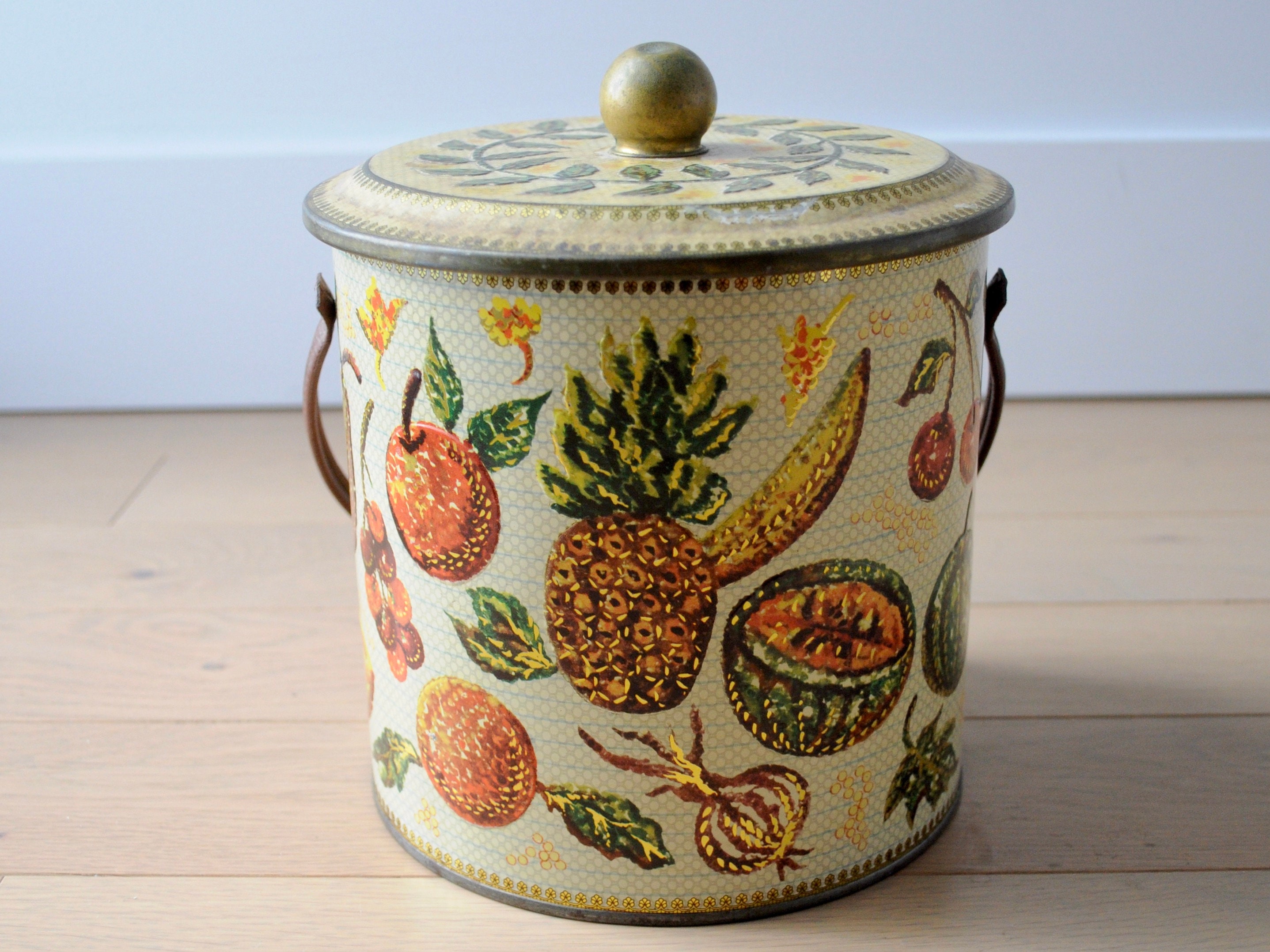 Vintage Cookie Tin With Painting Biscuits Box Tin Harvest 