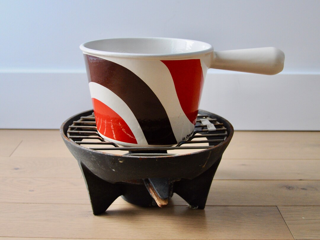 Service à Fondue Le Creuset Vintage Orange – Années 70, Complet, France