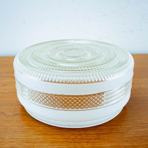 Vintage White Pendant Milk Glass with wave pattern, Vintage Art Deco Milk Glass Schoolhouse Light Fixture Shade