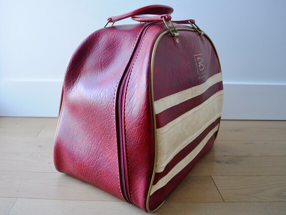 Vintage Faux Leather Bowling Bag 1970s Bowling Ball Bag 