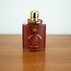 Small vintage leather Wrapped alcool Flask vintage - Mid Century