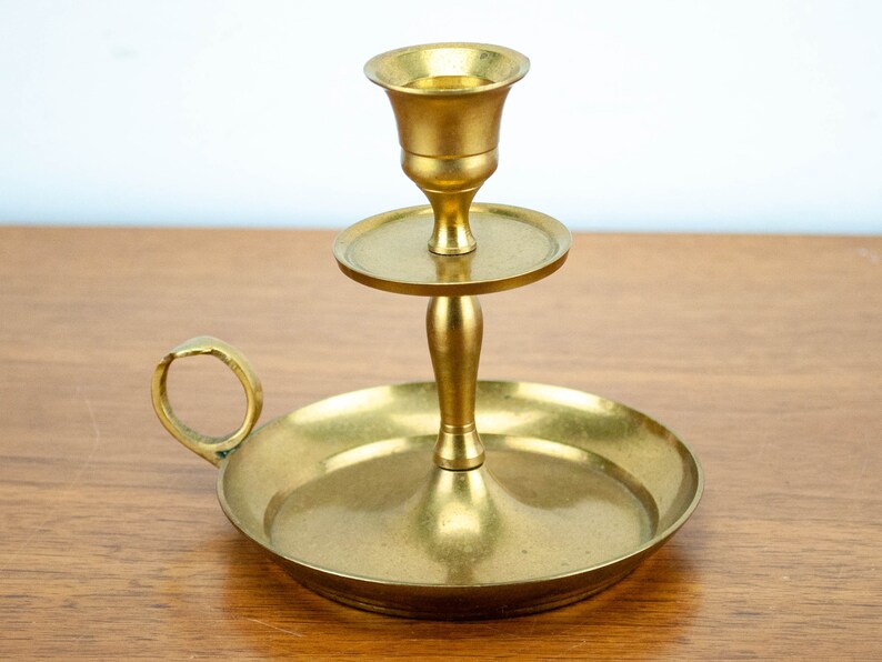 brass flor Candle Holder Mid Century brass Turned Candle Holders Vintage brass Candle Holders
