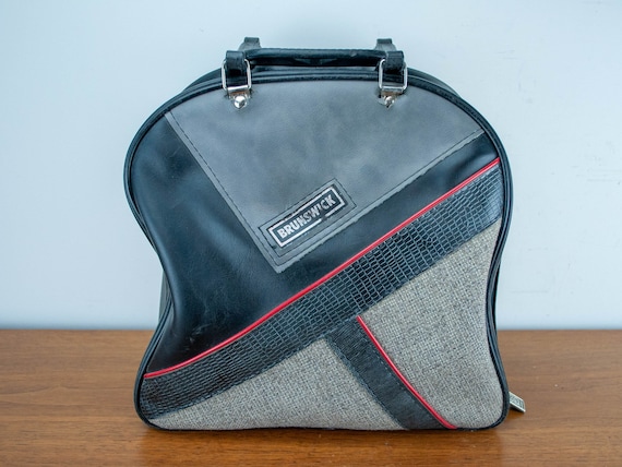 Vintage Black Brunswick Bowling Bag - Faux Leather Black Bowling  