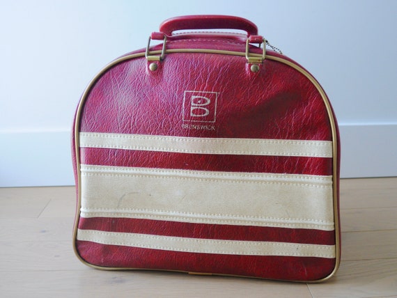 Brown and Tan Stripe Bowling Bag Vintage Retro Rockabilly Bowling Ball Bag