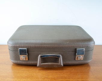 Vintage 60's Mod brown Suitcase Luggage